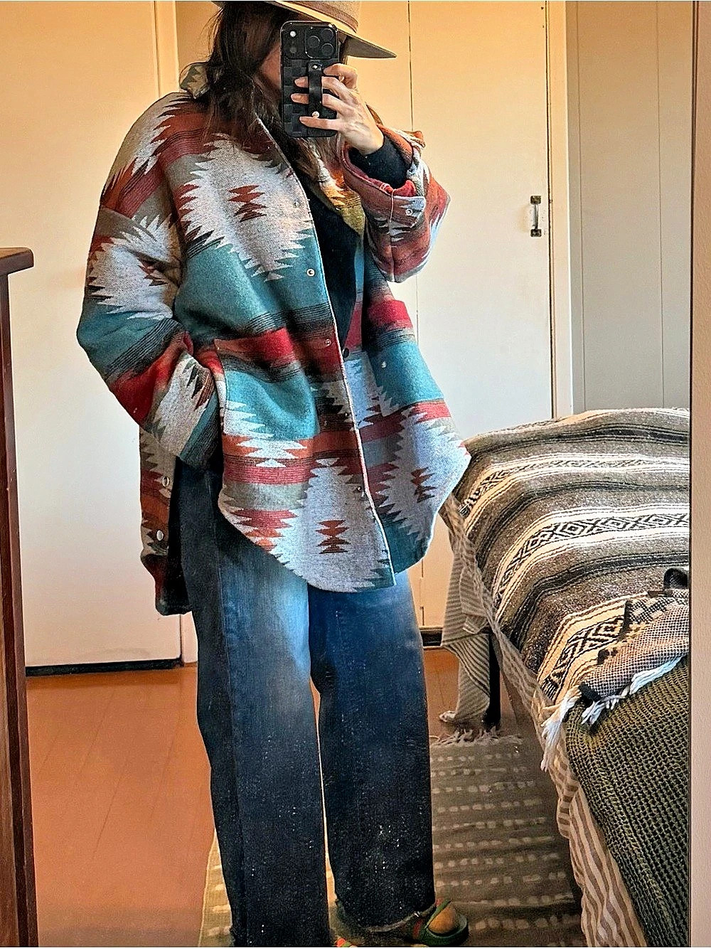 Geometric Jacket in Blue & Red Like New